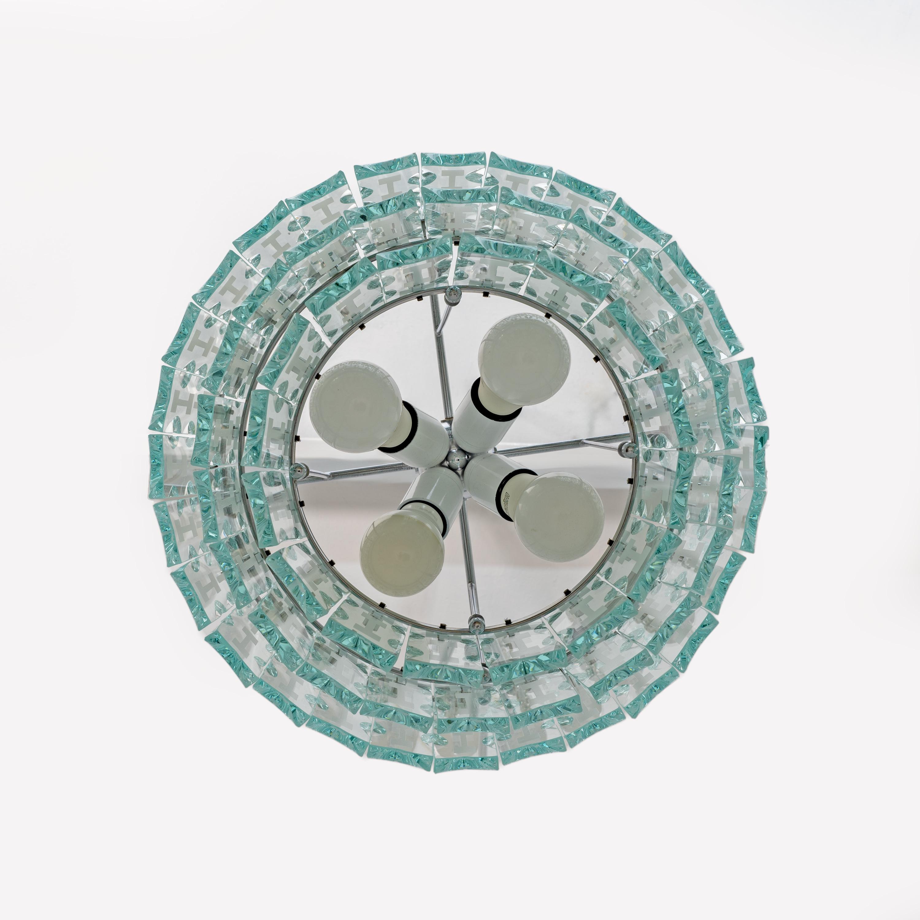 Lustre en cristal de sol par Cristal Art, Italie, 1970 en vente 1