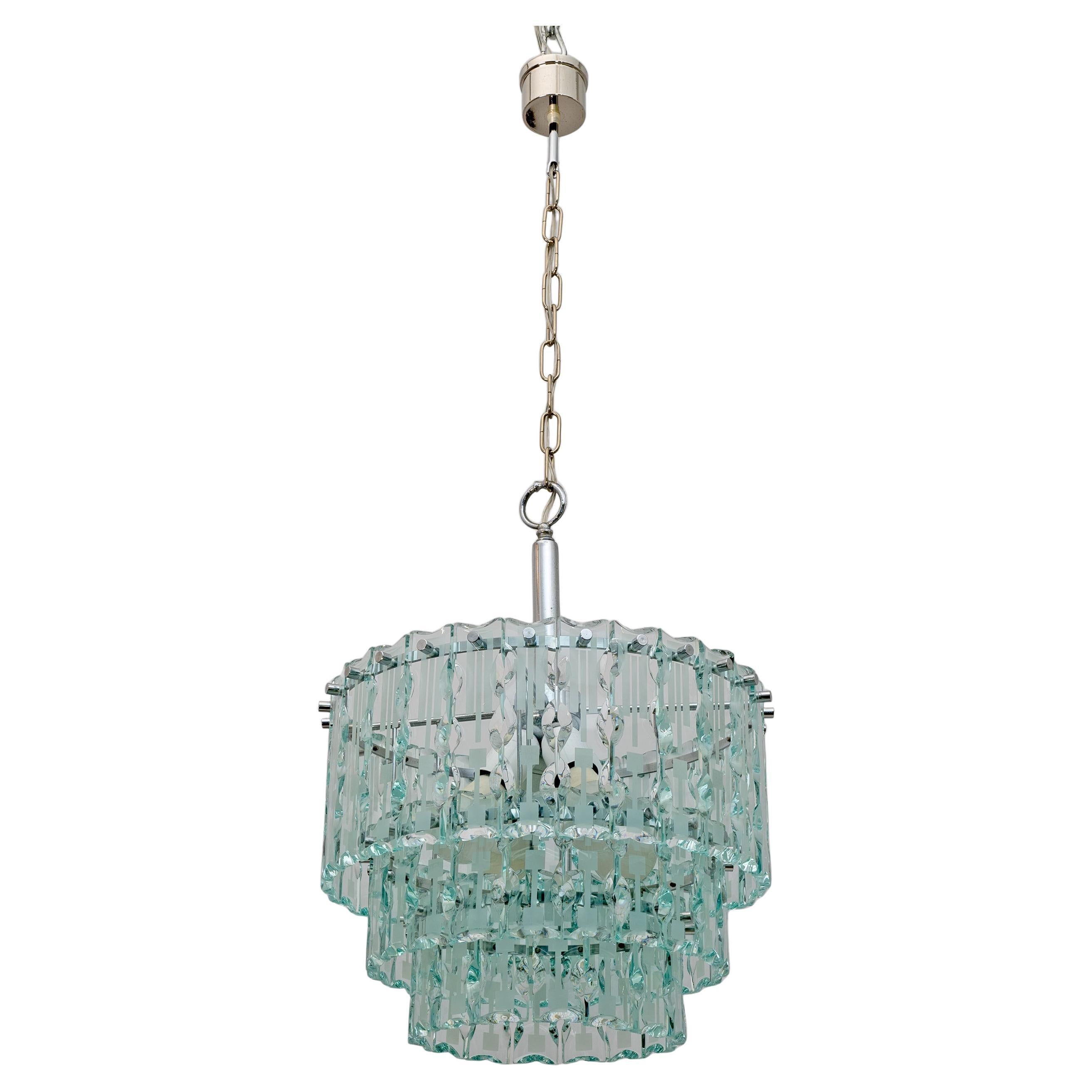 Lustre en cristal de sol par Cristal Art, Italie, 1970 en vente