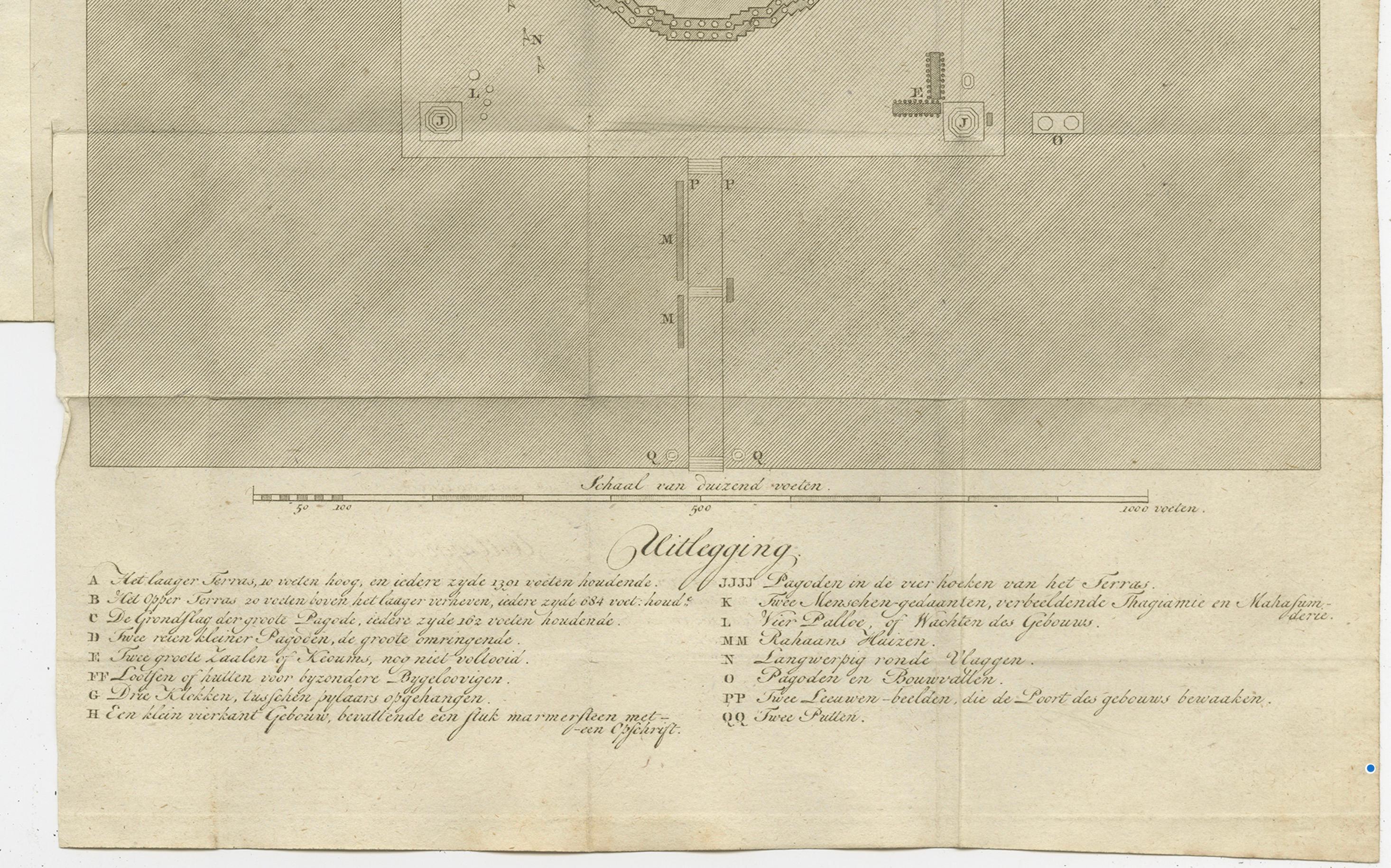 Planta de la Pagoda Shwemawdaw - Gran Templo de Pegu, hacia 1800 Holandés en venta