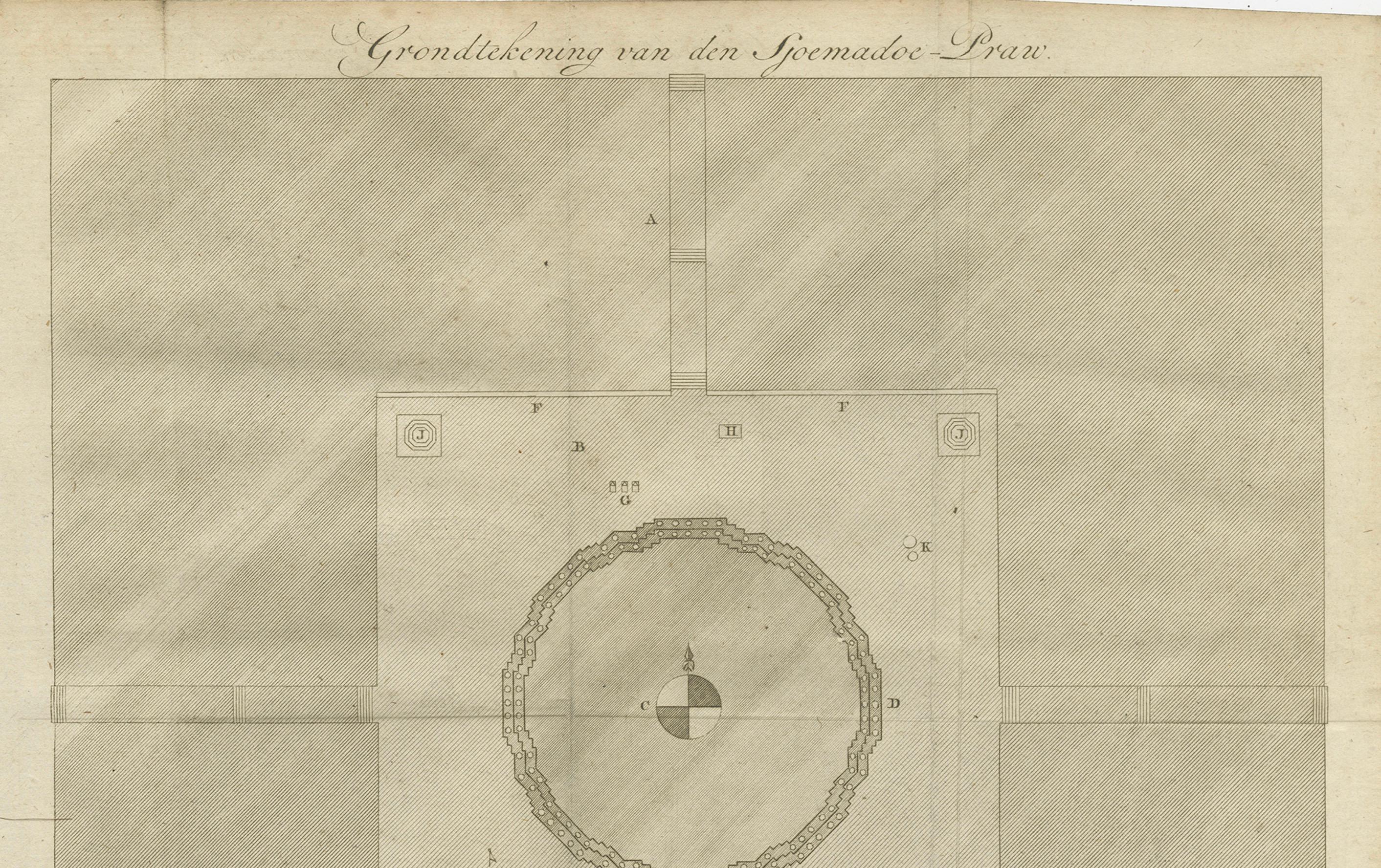 Planta de la Pagoda Shwemawdaw - Gran Templo de Pegu, hacia 1800 en Bueno estado para la venta en Langweer, NL