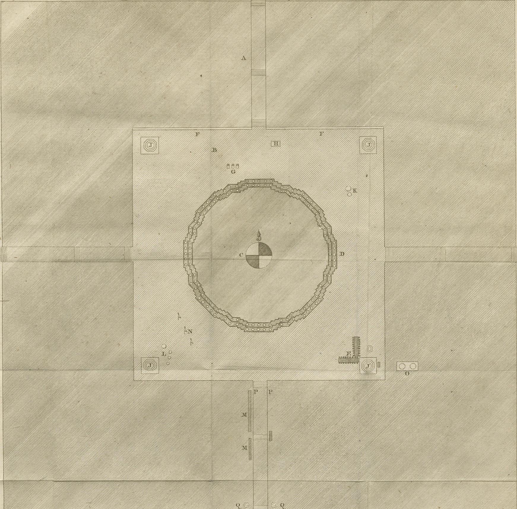 Planta de la Pagoda Shwemawdaw - Gran Templo de Pegu, hacia 1800 siglo XIX en venta