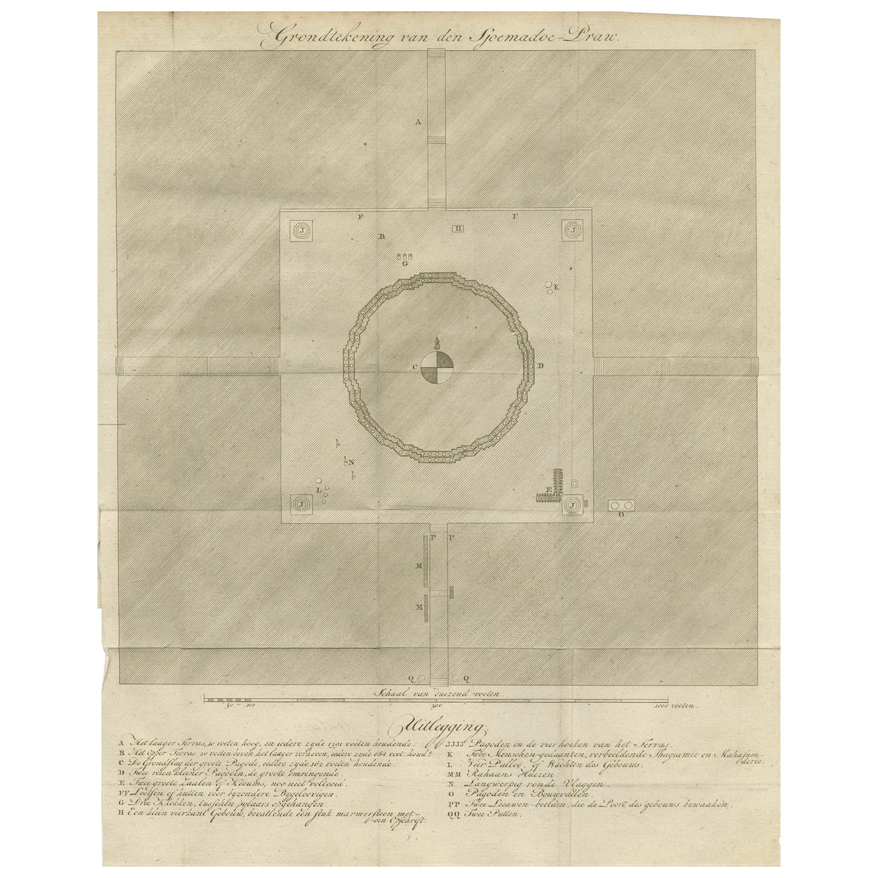 Planta de la Pagoda Shwemawdaw - Gran Templo de Pegu, hacia 1800