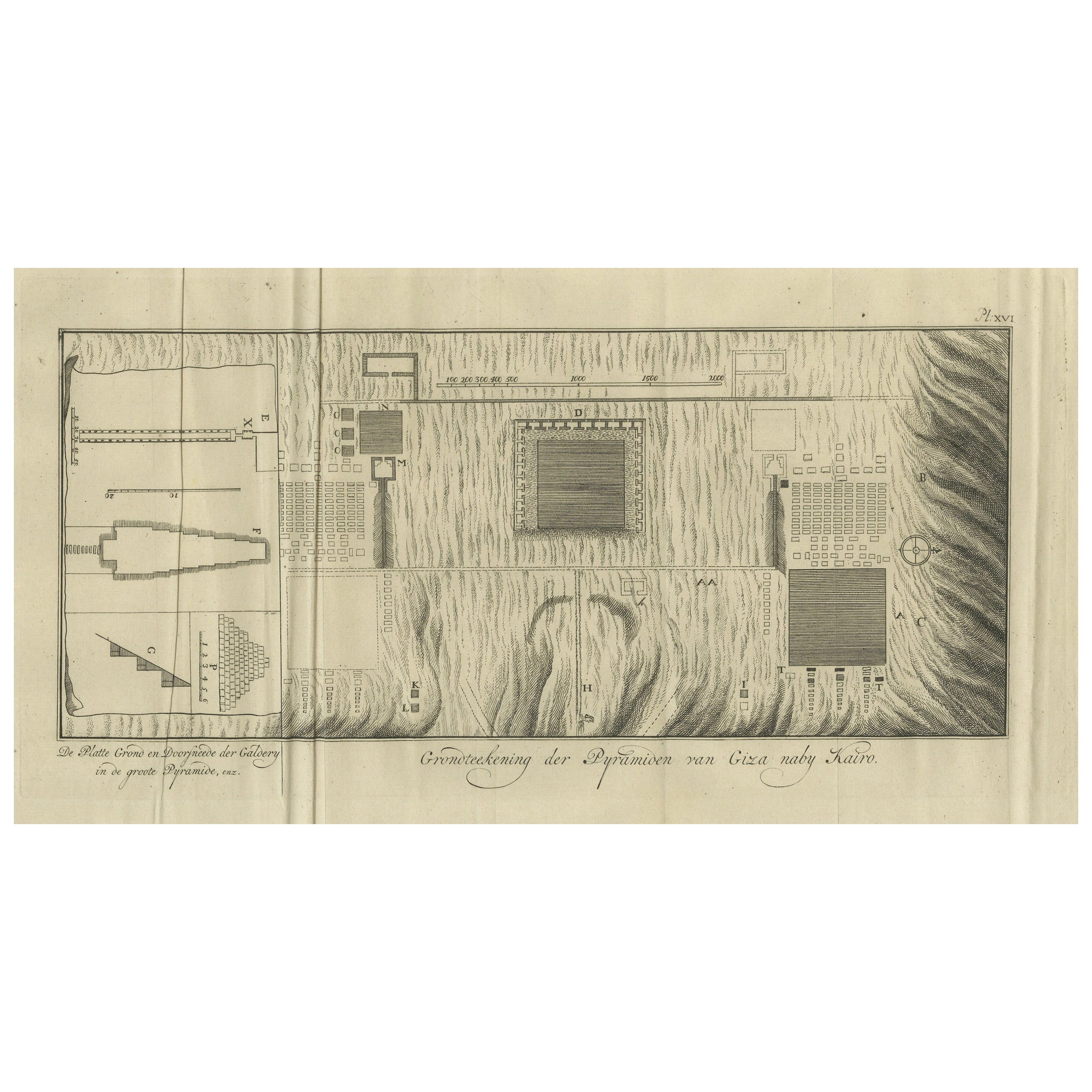 Planta de las Pirámides de Guiza, cerca de El Cairo - Antiguo Egipto, c.1710