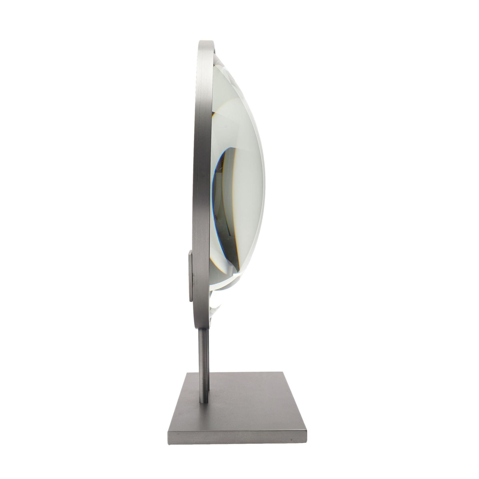 Ground & Polished Convex Glass Lens Mounted On A Custom Stand For Sale 1