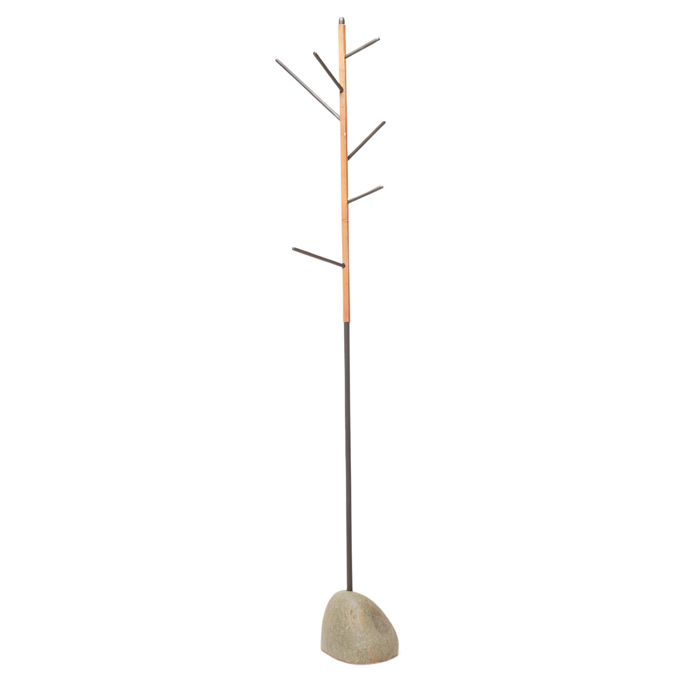 Grounded Collection Leather-Wrapped Coatrack For Sale