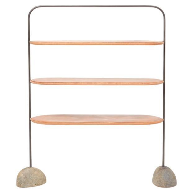 Grounded Collection Leather-Wrapped Shelf For Sale