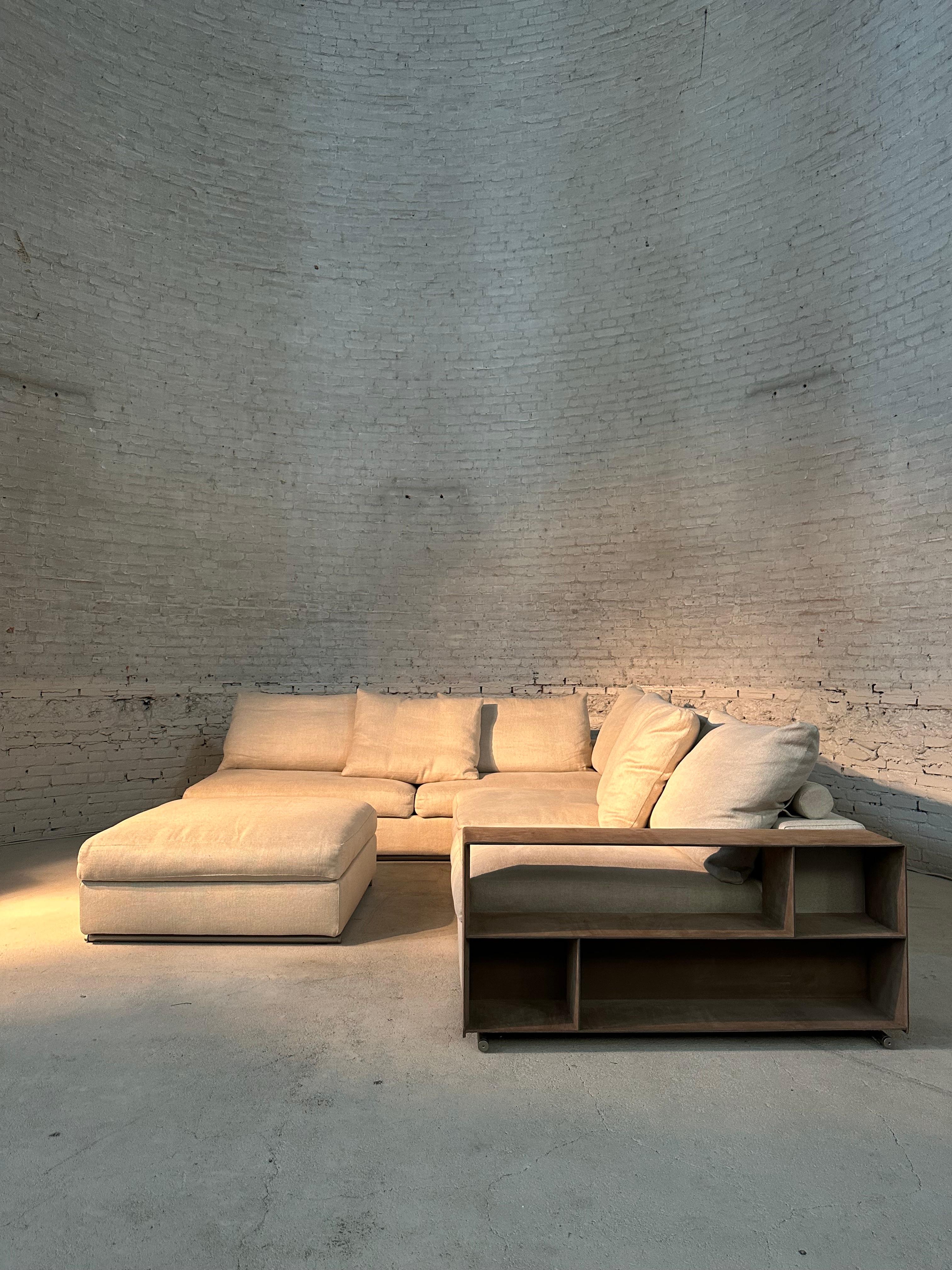Suede Groundpiece Sable Sofa by Flexform For Sale