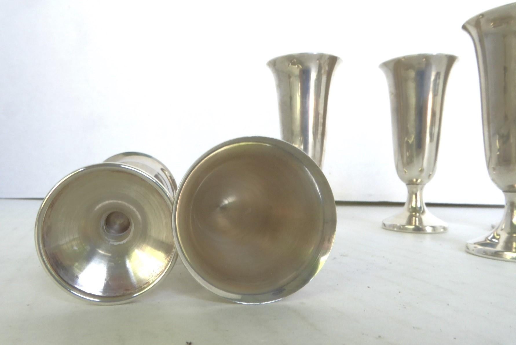 Group 11 pcs Vintage Sterling Silver Individual S/P & Petite Caviar Vodka Cups For Sale 8