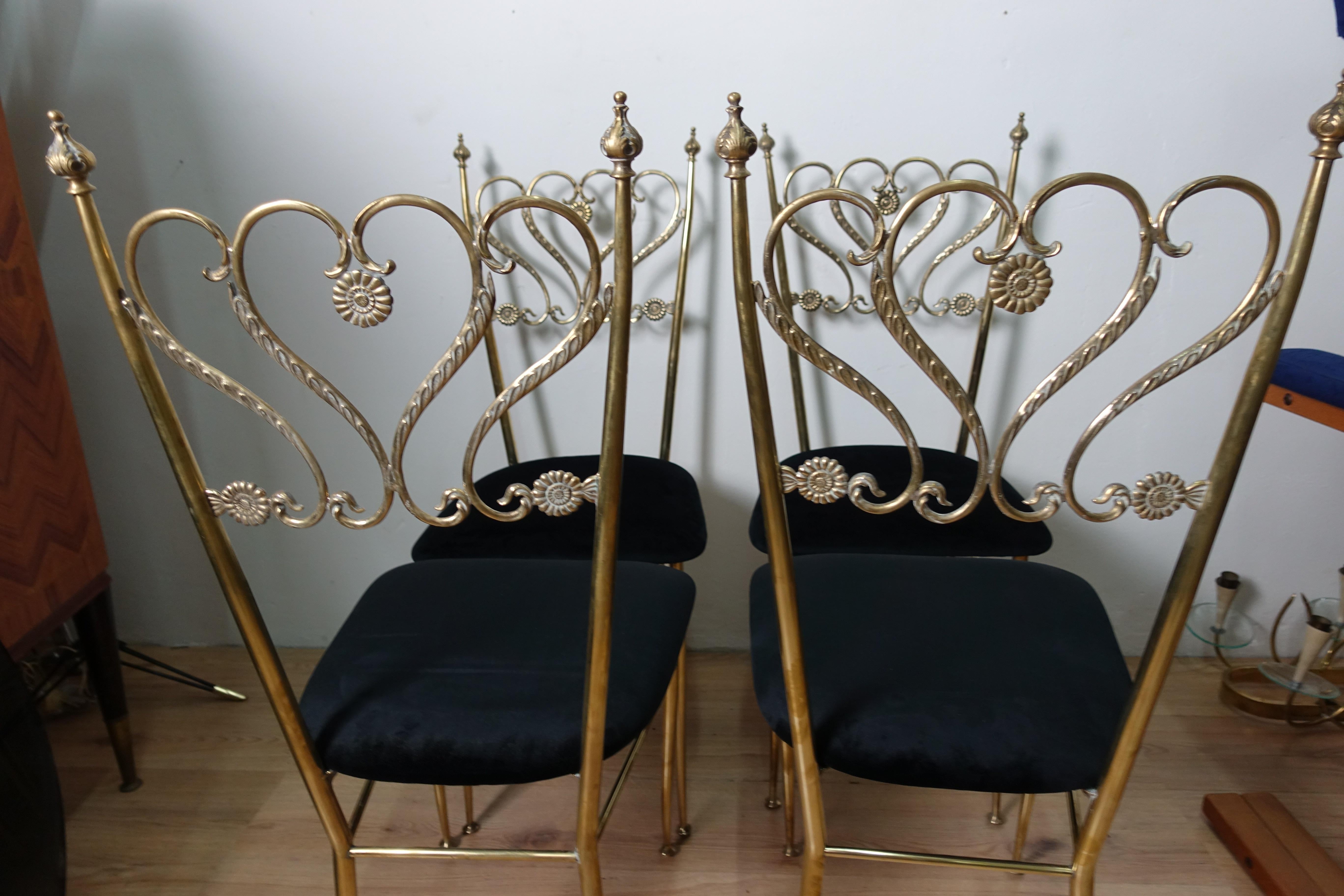 Italian Group 4 Brass Chiavarina Chairs