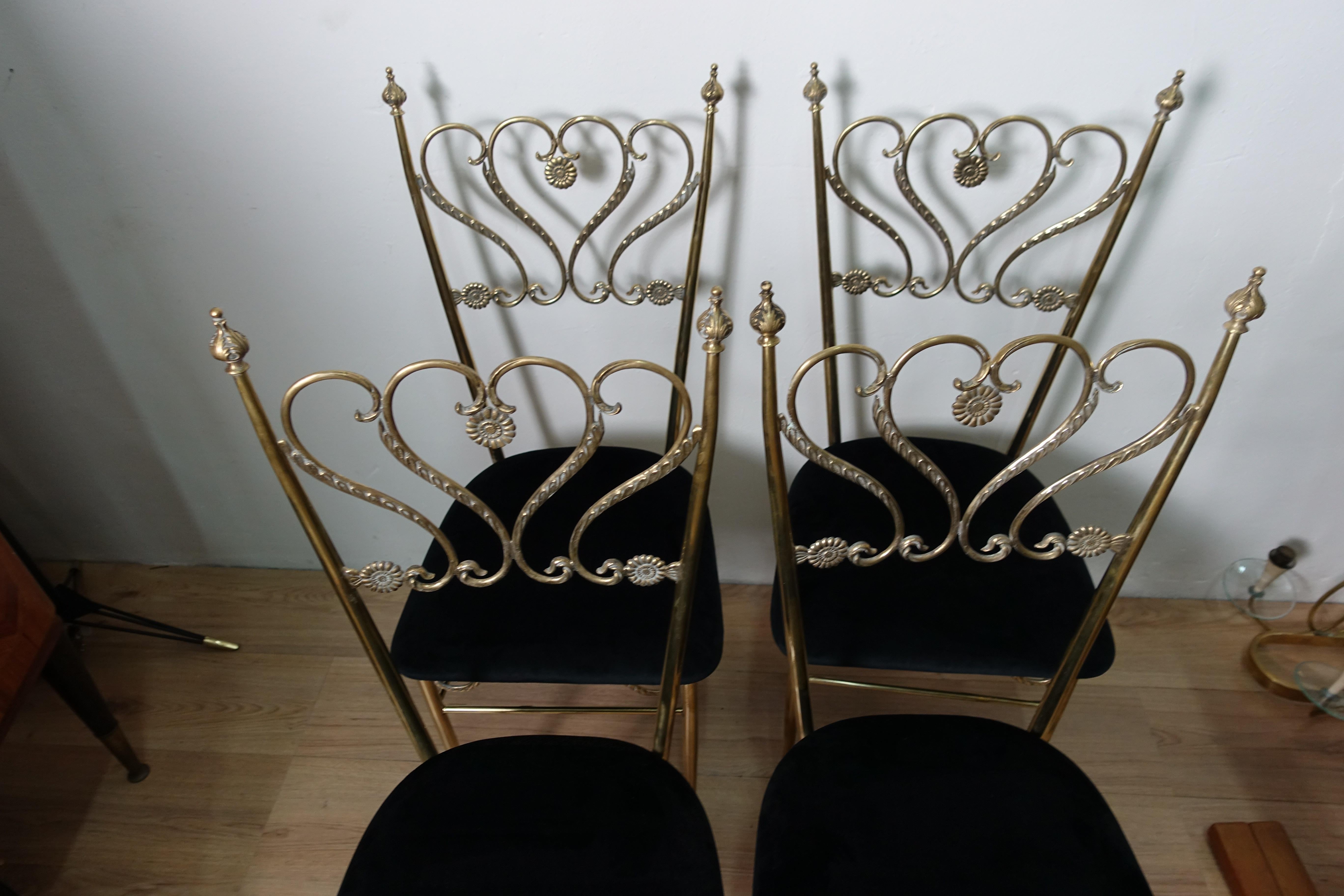 Group 4 Brass Chiavarina Chairs In Good Condition In Catania, IT
