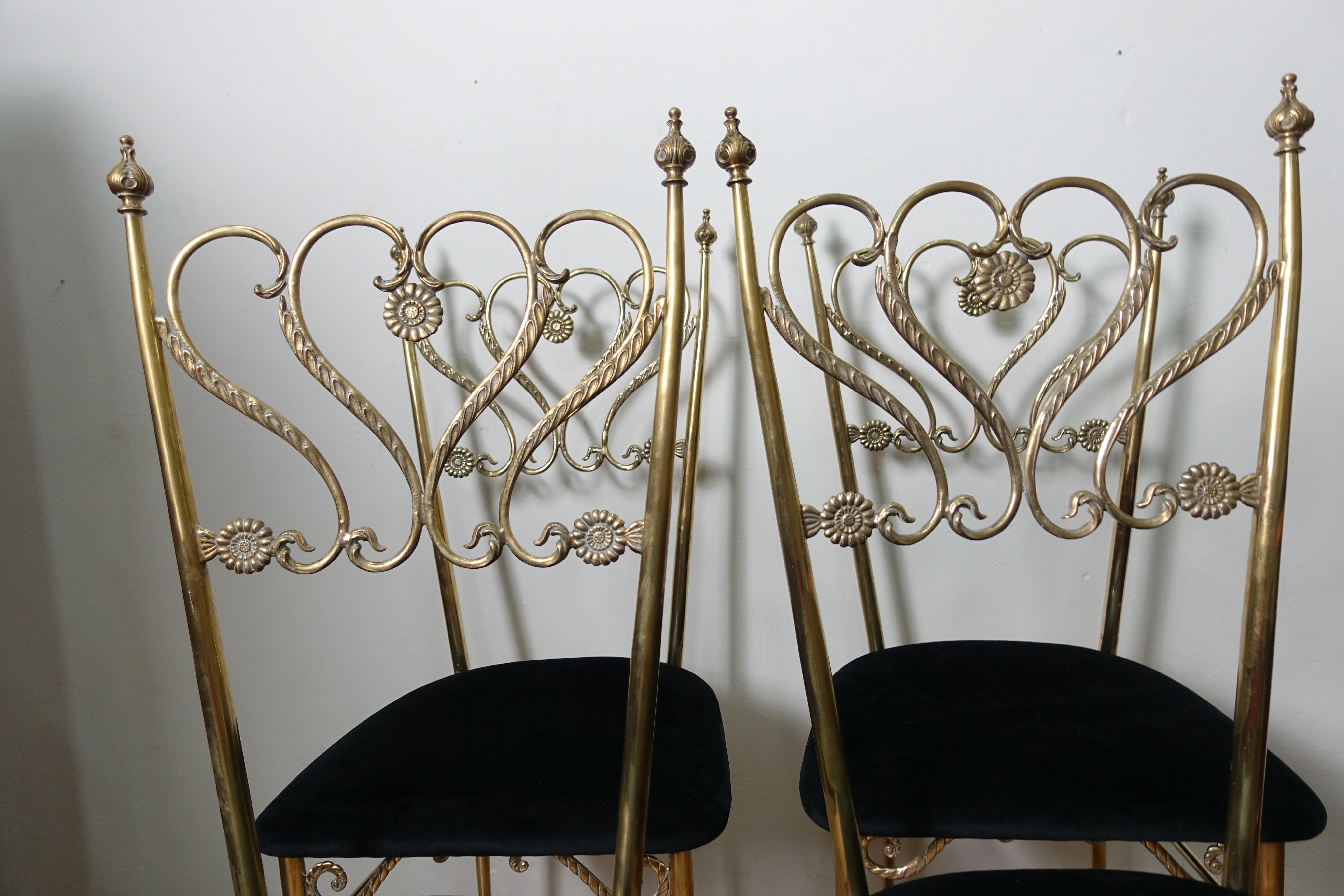 Mid-20th Century Group 4 Brass Chiavarina Chairs