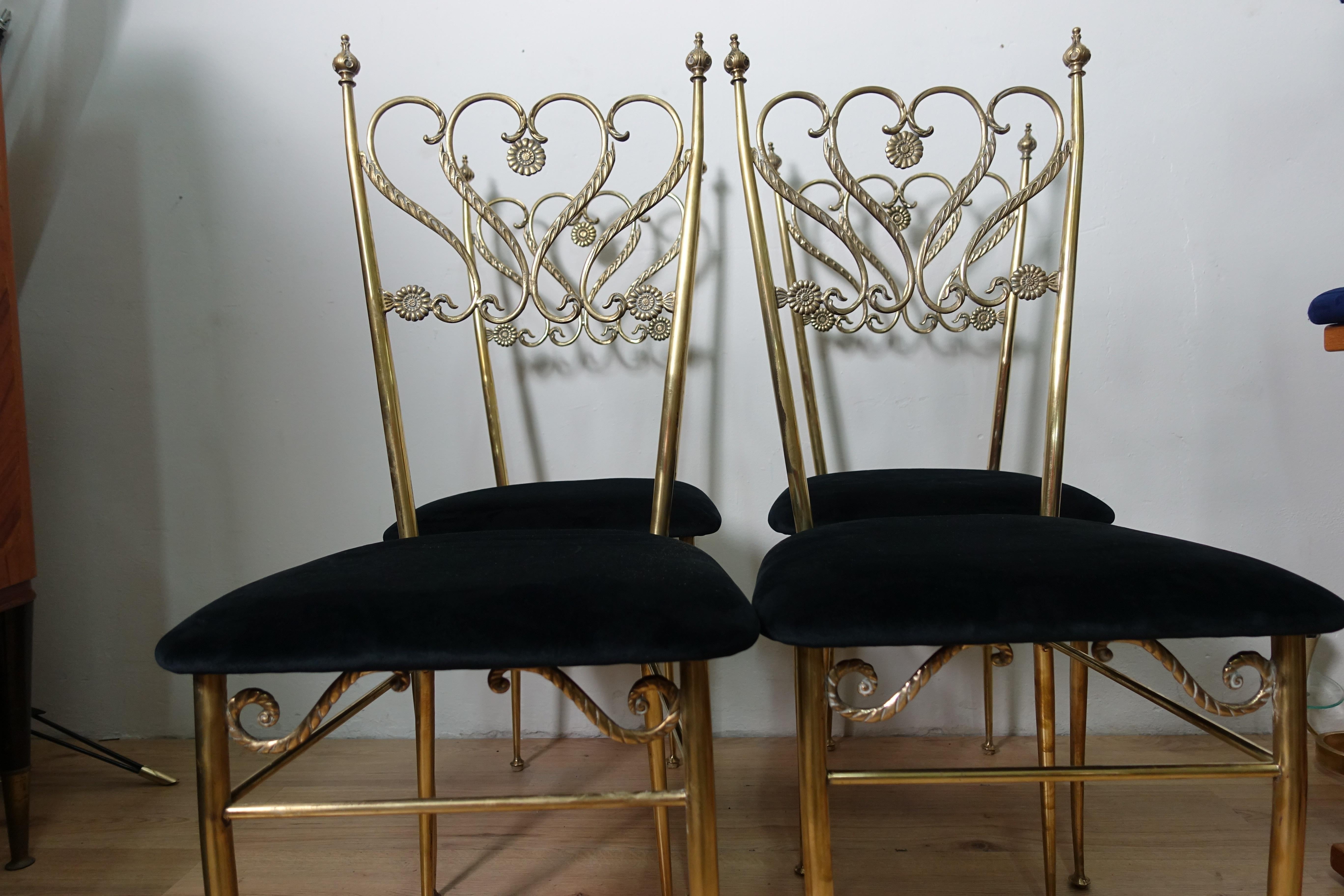 Group 4 Brass Chiavarina Chairs 1