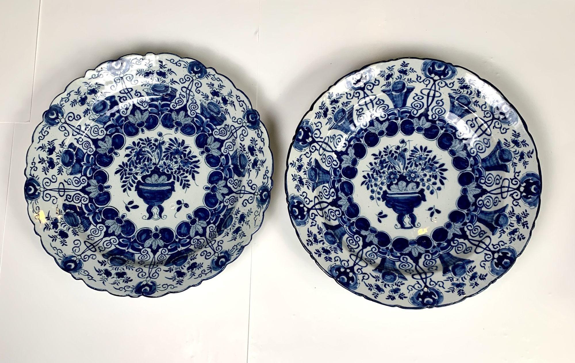 18th Century Group Blue and White Delft Chargers 18 Pieces Netherlands, Circa 1760-1780