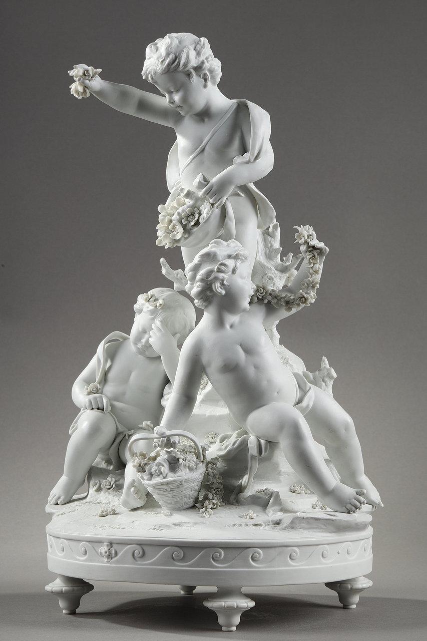 Louis XV Group in Biscuit of Porcelain 