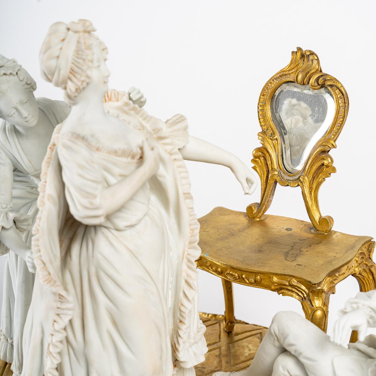 Group in Sèvres biscuit, 19th century
A Sèvres biscuit and gilt bronze group representing an interior scene, 19th century, Napoleon III.
Measures: H: 23 cm, W: 31 cm, D: 17 cm.
    