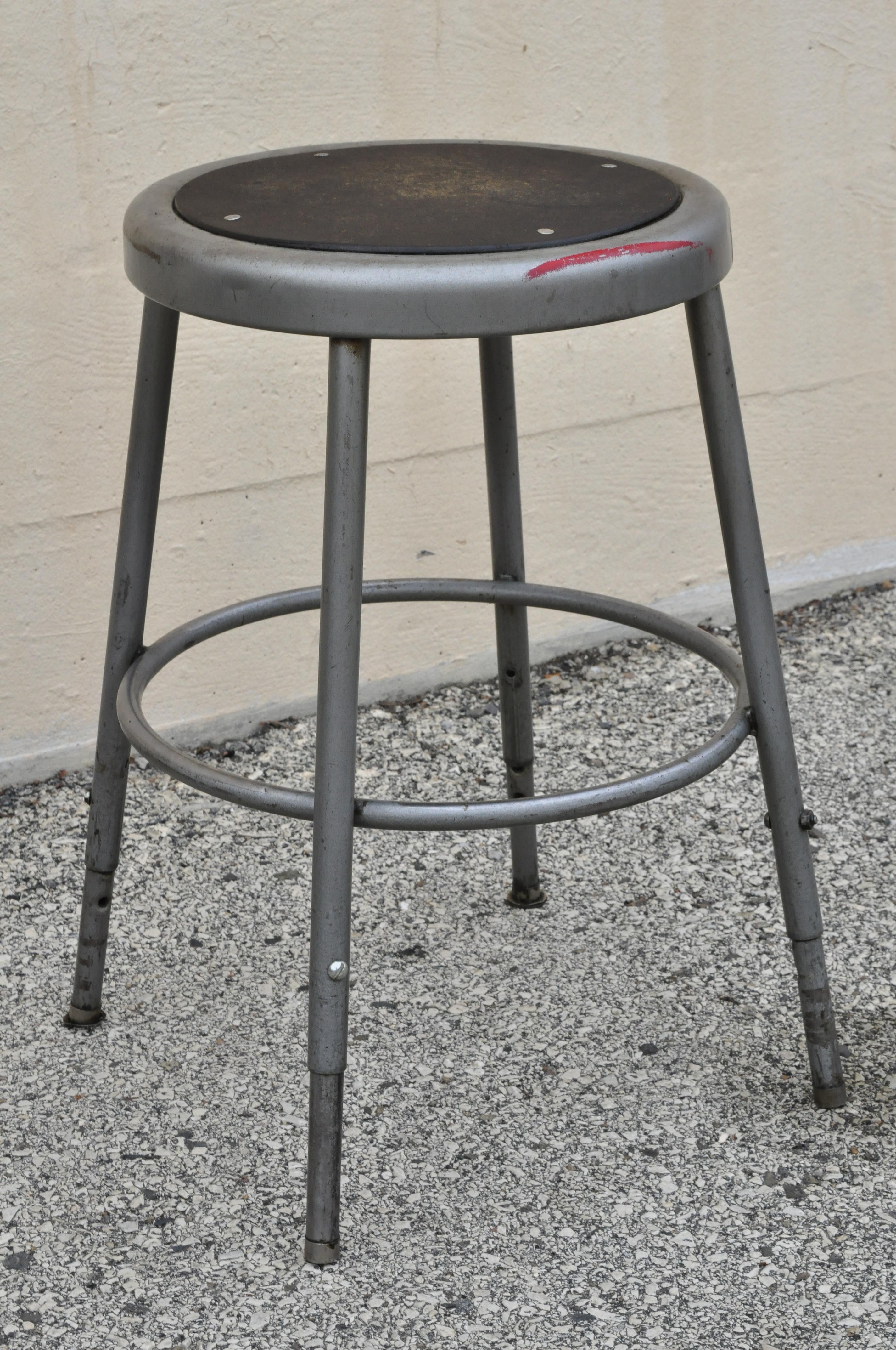 vintage industrial stool with back