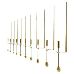 Group of 10 Swedish Brass Candle Sconces by Pierre Forssell for Skultuna