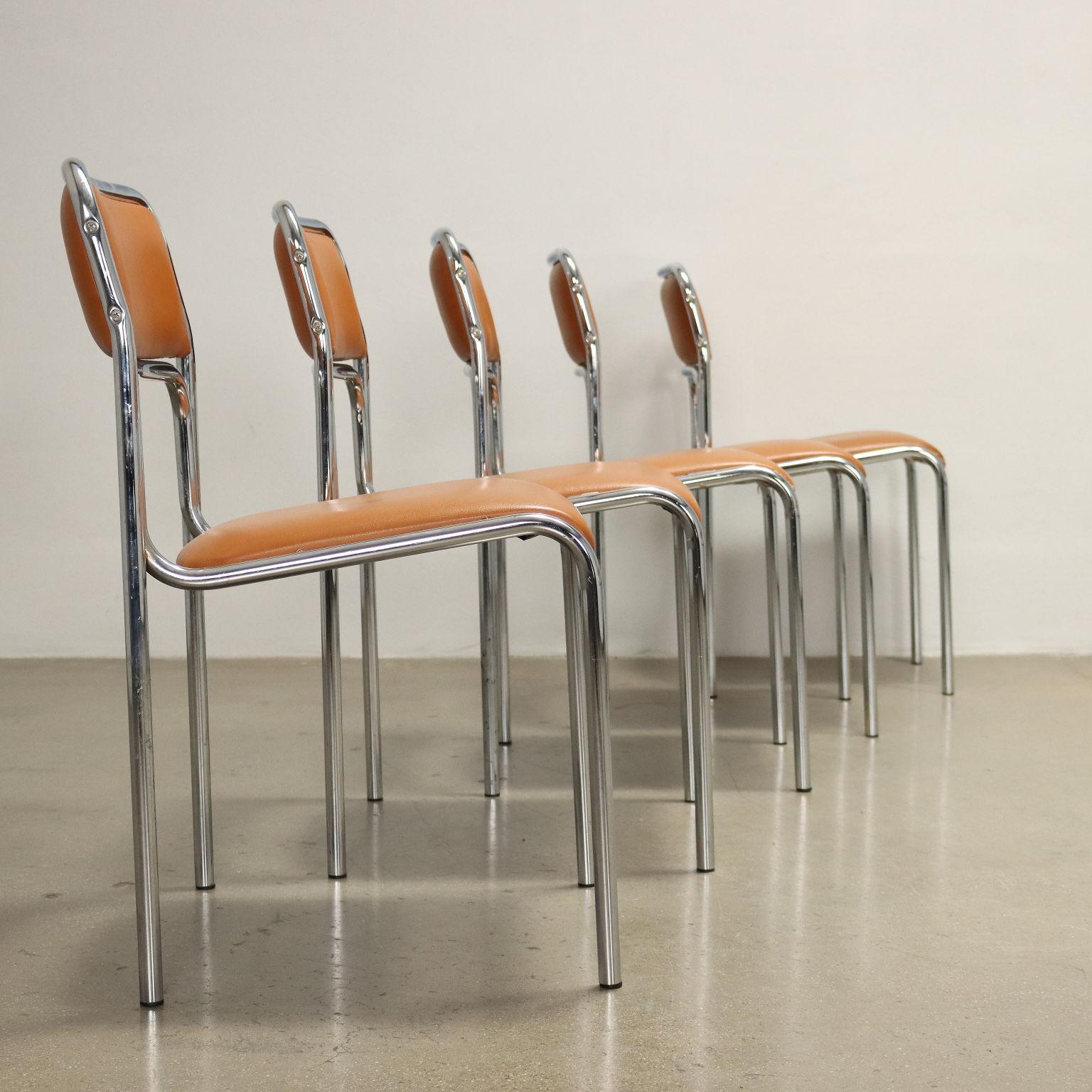 Mid-Century Modern Group of 11 Chairs Leatherette Italy, 1970s