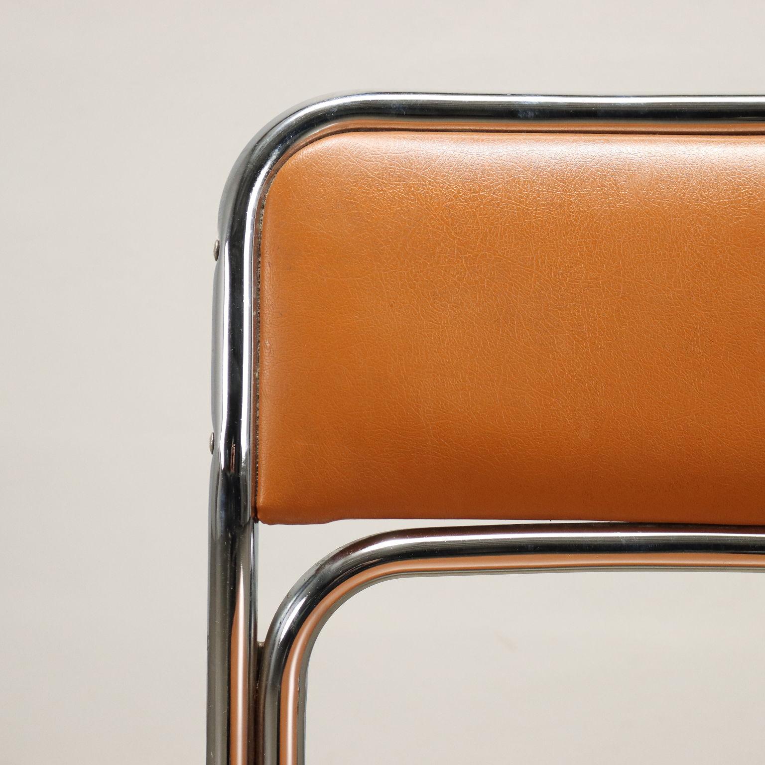 Polychromed Group of 11 Chairs Leatherette Italy, 1970s