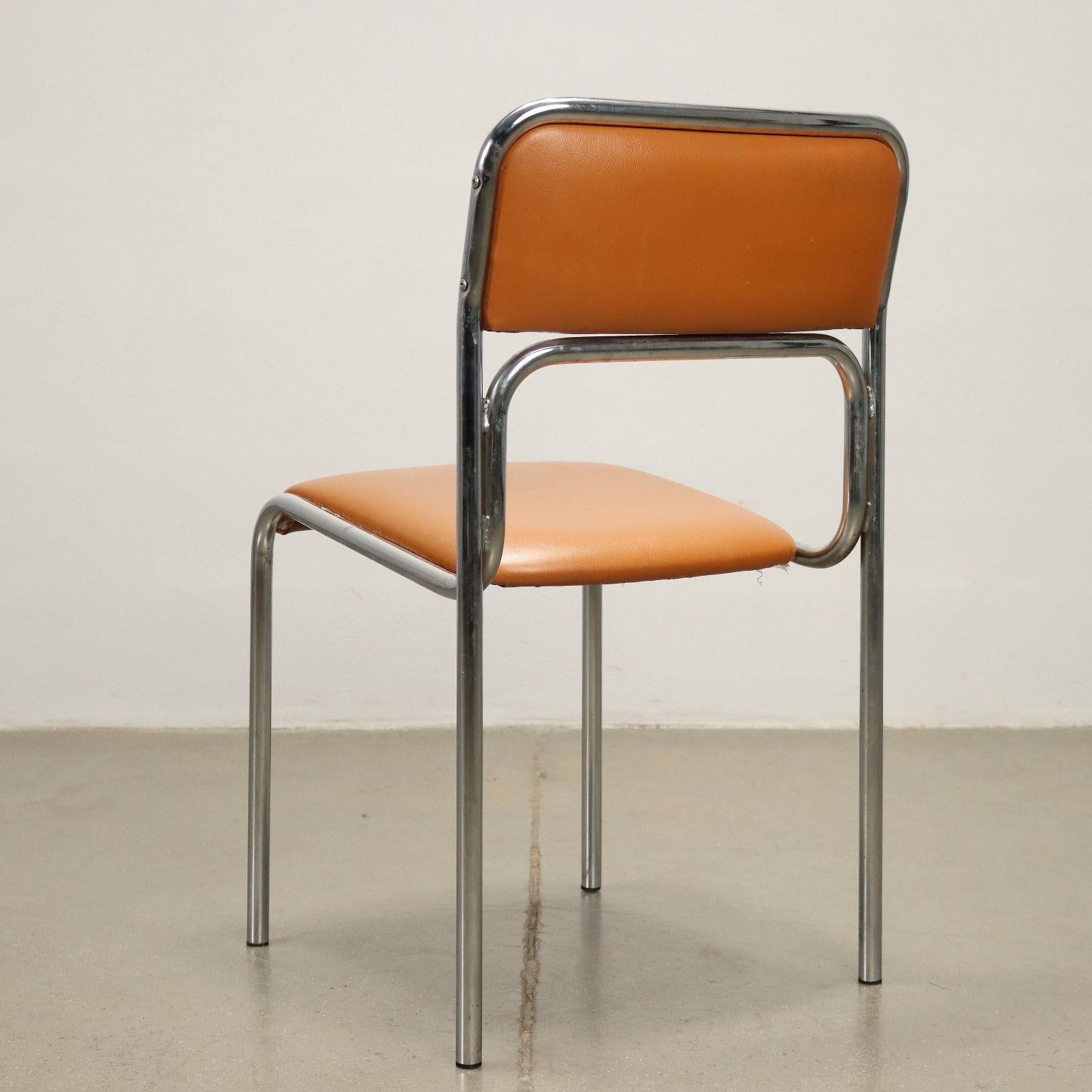 Metal Group of 11 Chairs Leatherette Italy, 1970s