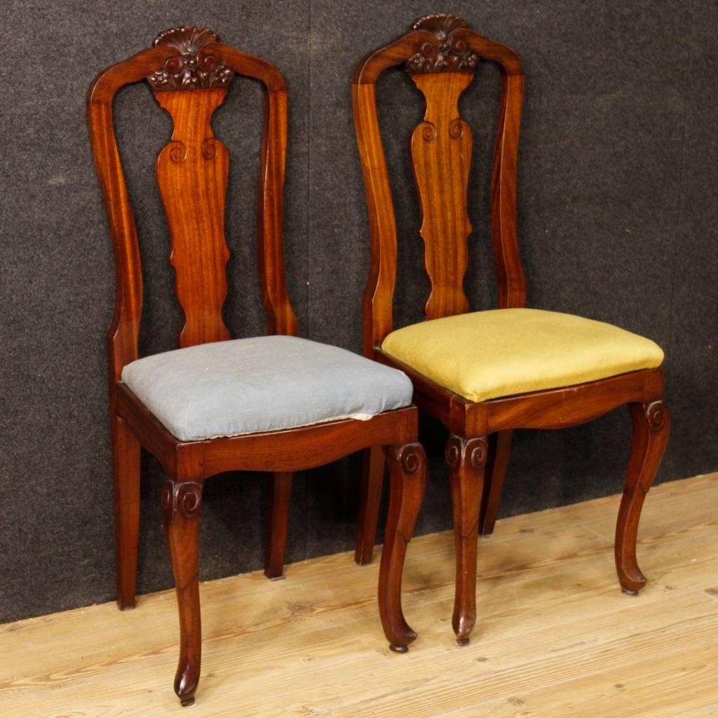 Group of 12 French Chairs in Carved Mahogany Wood from 20th Century 5