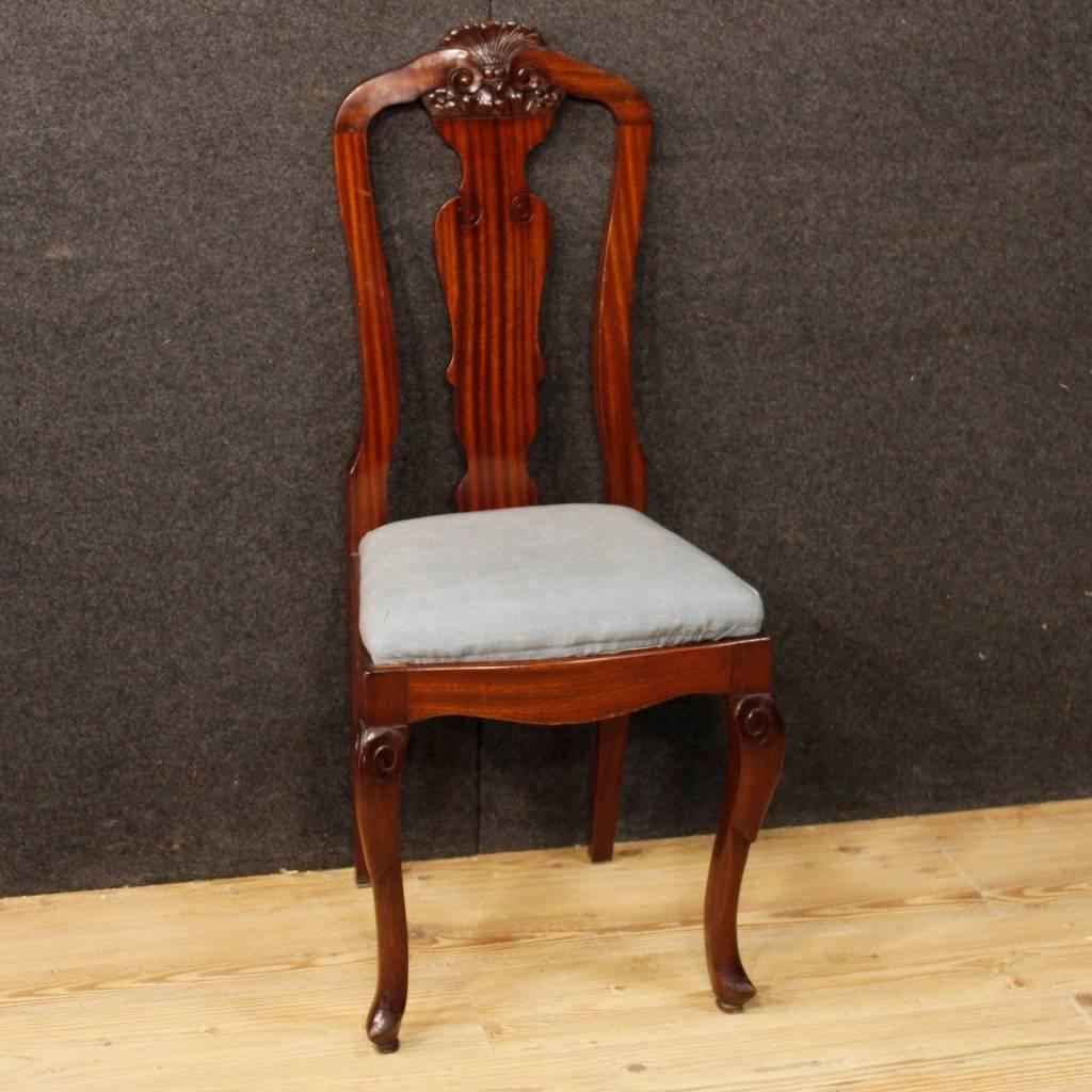 Group of 12 French Chairs in Carved Mahogany Wood from 20th Century 1