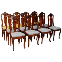 Group of 12 French Chairs in Carved Mahogany Wood from 20th Century