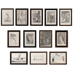 Group of 12 Late 18th Century Satirical Prints of Women and Their Wigs