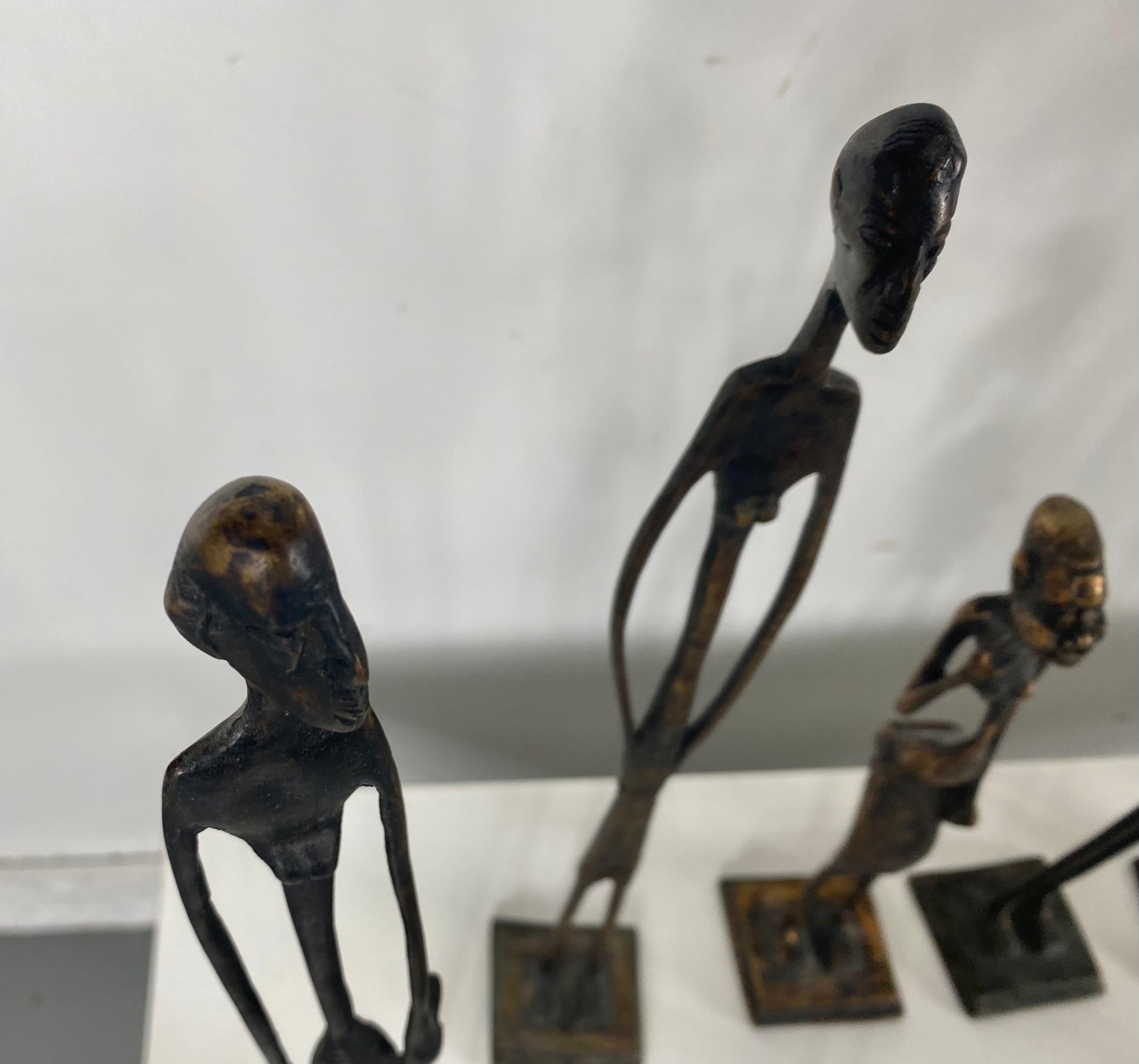 Group of 13 African Bronze 'Brass' Stylized Figures, Figural Sculptures 2