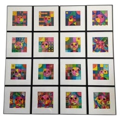 Group of 16 Mid 20th Century Watercolor Marker Drawings, Self Taught Artist