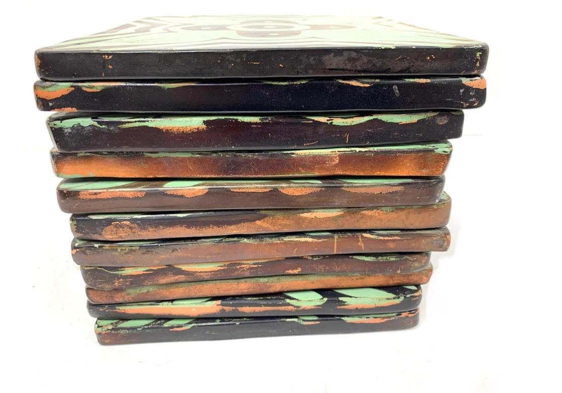 Group of 17 Signed Arts and Crafts Style Peruvian Tiles en vente 5