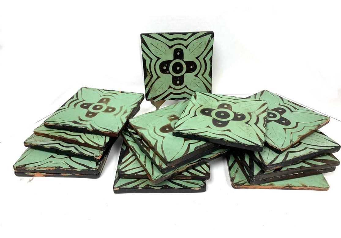 Group of 17 Signed Arts and Crafts Style Peruvian Tiles en vente 11