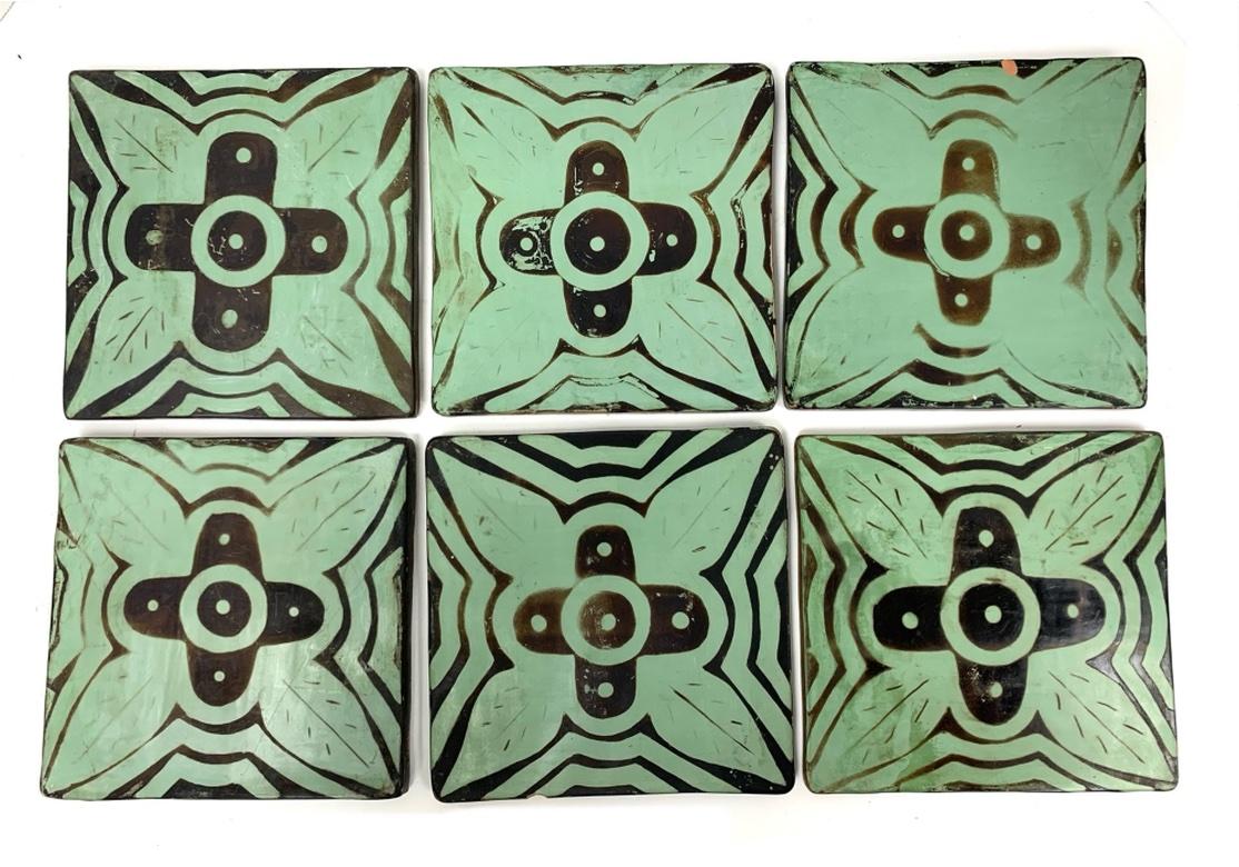Péruvien Group of 17 Signed Arts and Crafts Style Peruvian Tiles en vente