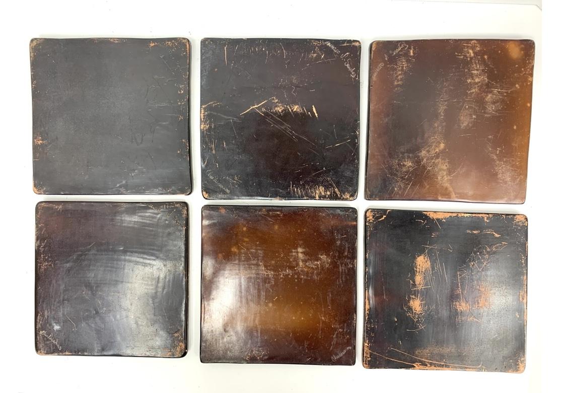 Group of 17 Signed Arts and Crafts Style Peruvian Tiles en vente 1