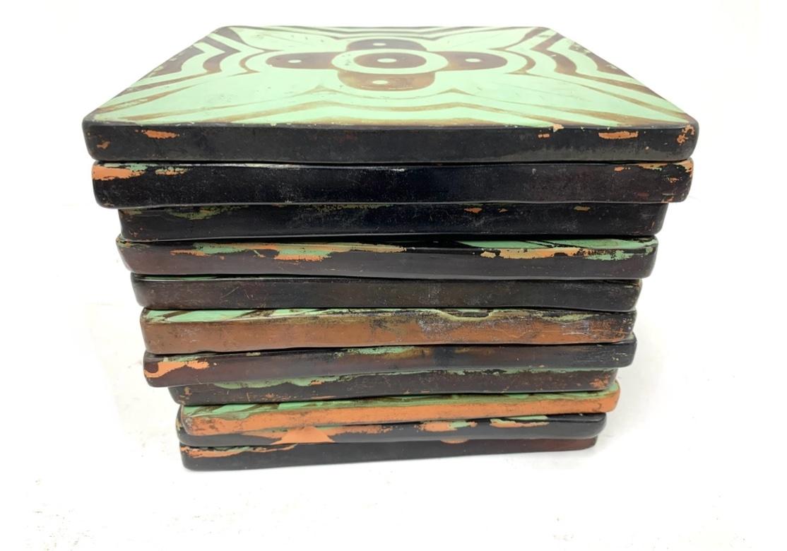 Group of 17 Signed Arts and Crafts Style Peruvian Tiles en vente 2