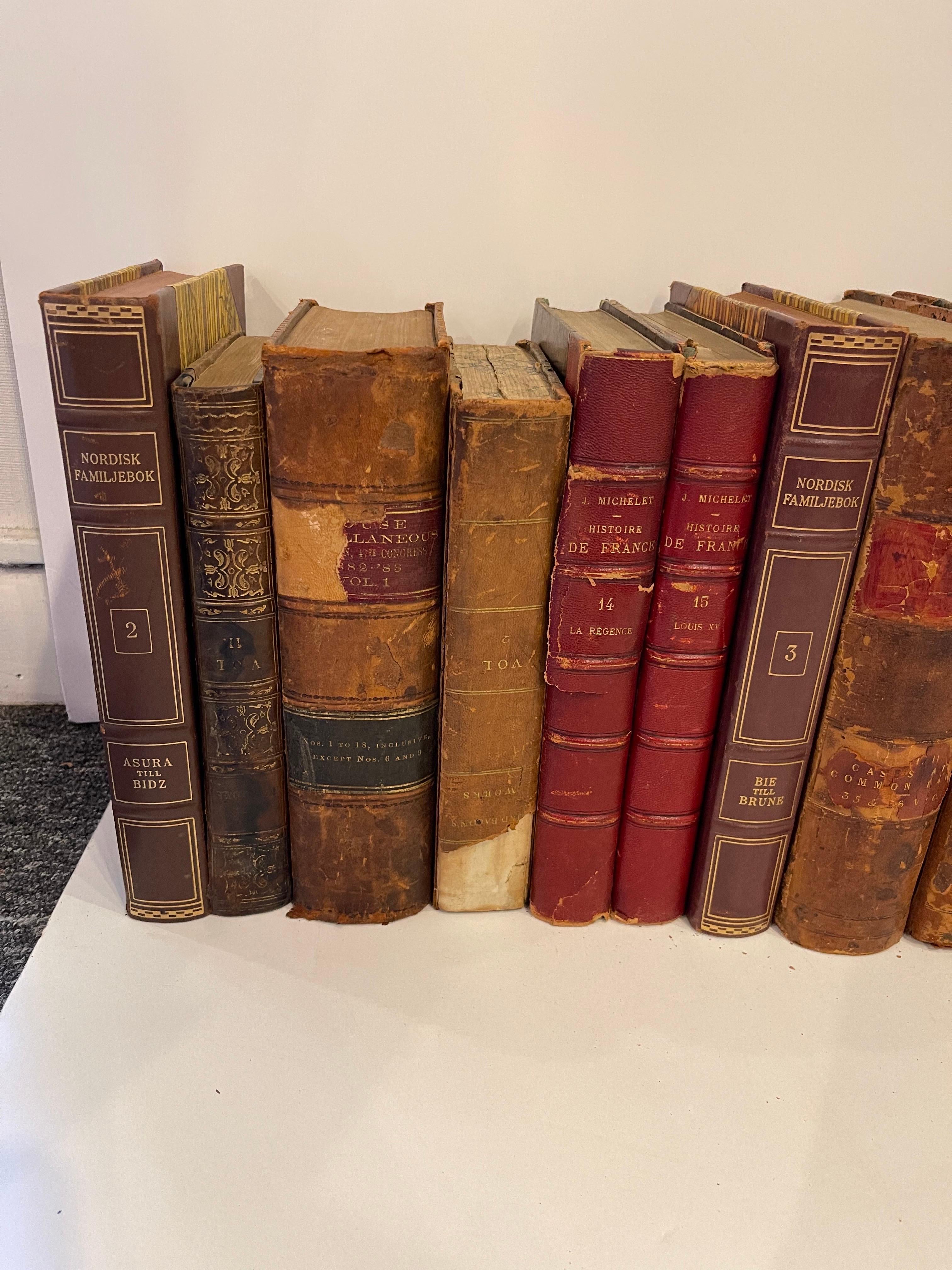 Français Groupe de 18 livres reliés en cuir ou marbrés assortis, 19e siècle en vente