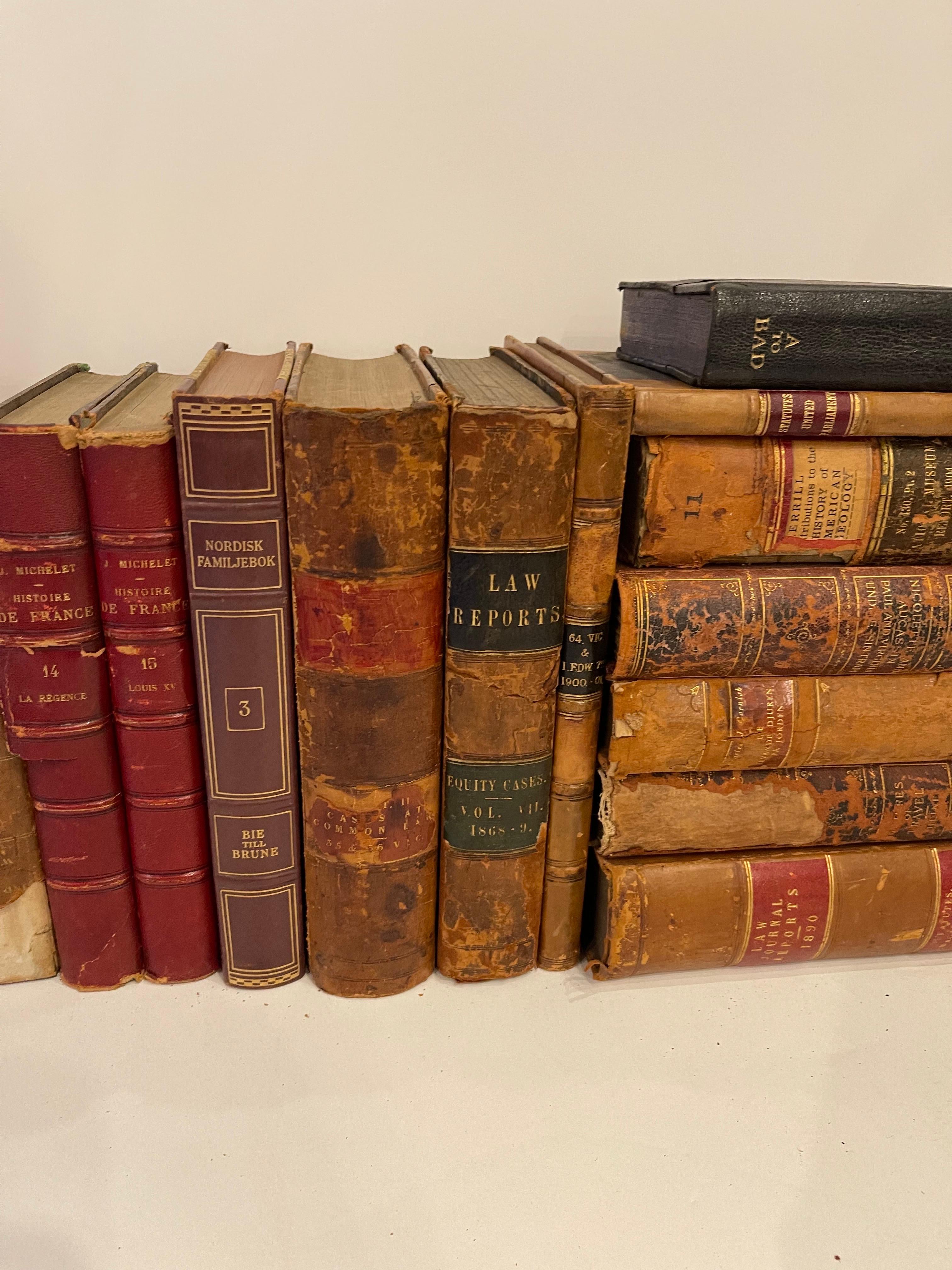 Groupe de 18 livres reliés en cuir ou marbrés assortis, 19e siècle Bon état - En vente à Savannah, GA