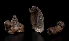 Group of 3 Ancient Objects, China/Japan/Indonesia, 19th Century
