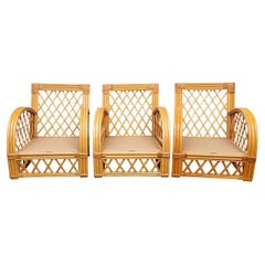 Group of 3 Bielecky Brothers Rattan Armchair Frames