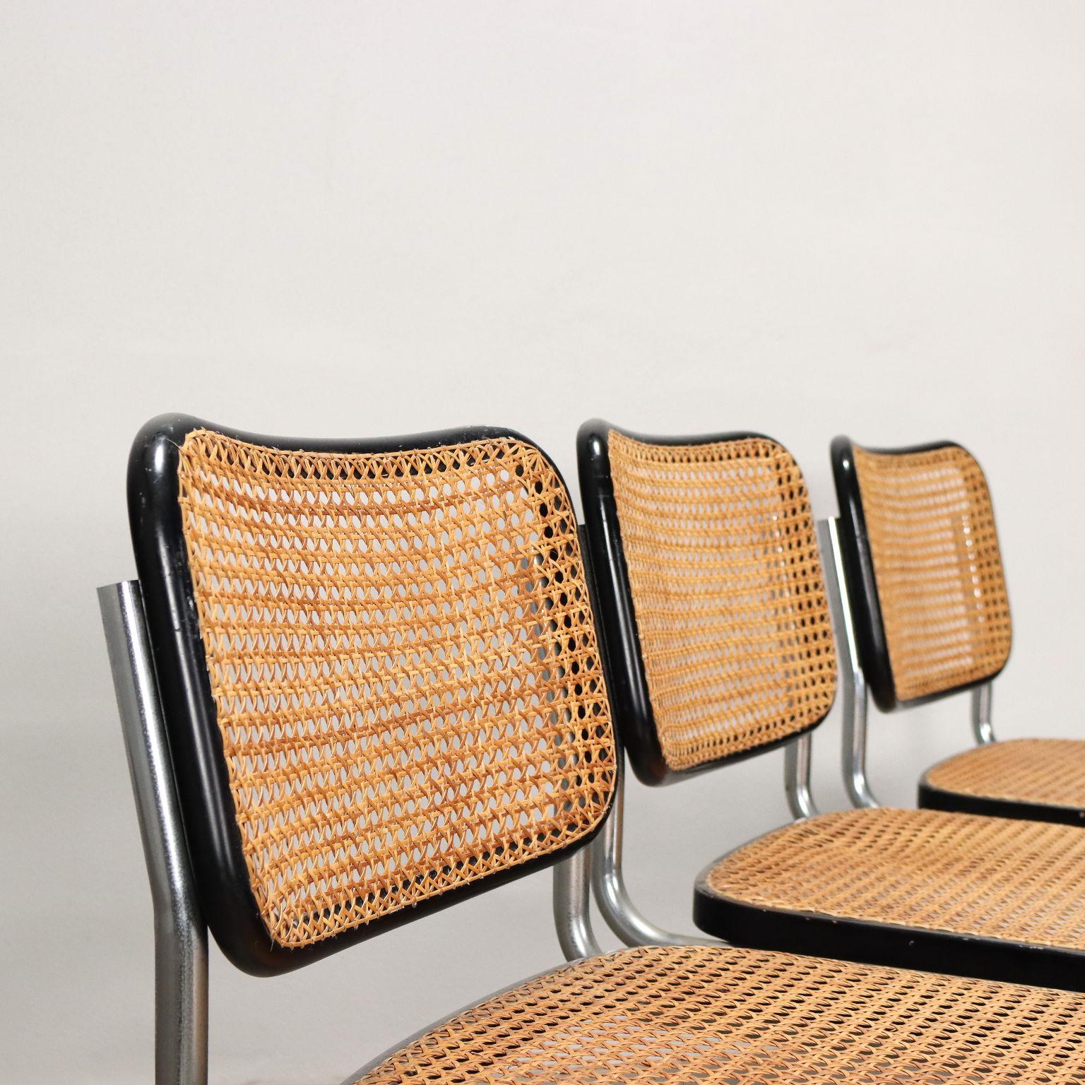 Mid-Century Modern Groupe de 3 chaises Gavina Cesca Wood, Italie, années 1960 en vente