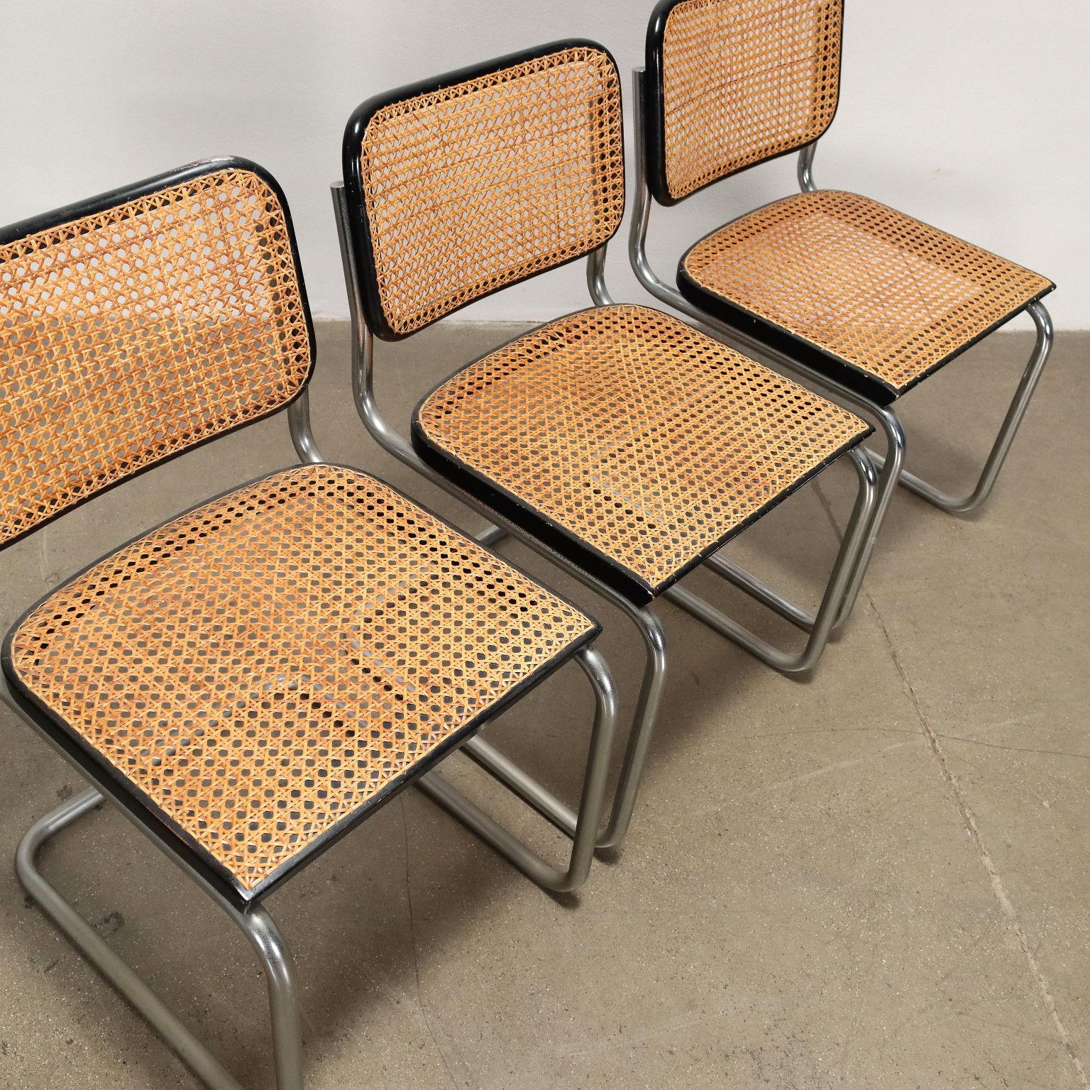 Group of 3 Chairs Gavina Cesca Wood, Italy, 1960s In Good Condition In Milano, IT