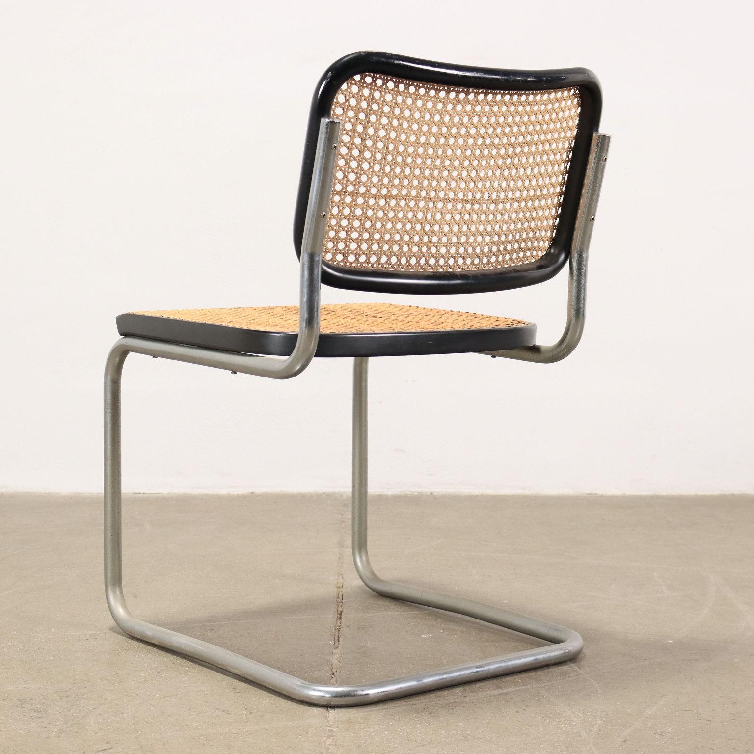 Métal Groupe de 3 chaises Gavina Cesca Wood, Italie, années 1960 en vente