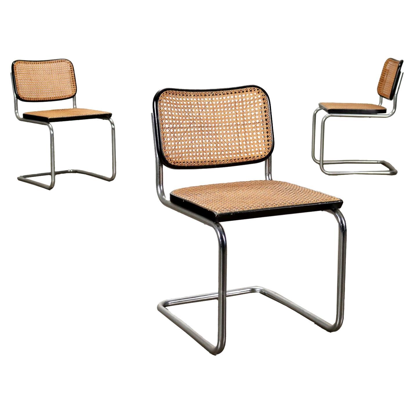 Group of 3 Chairs Gavina Cesca Wood, Italy, 1960s