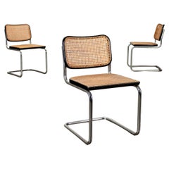 Vintage Group of 3 Chairs Gavina Cesca Wood, Italy, 1960s