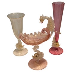 Group of 3 Early Venetian Murano Glass Vases