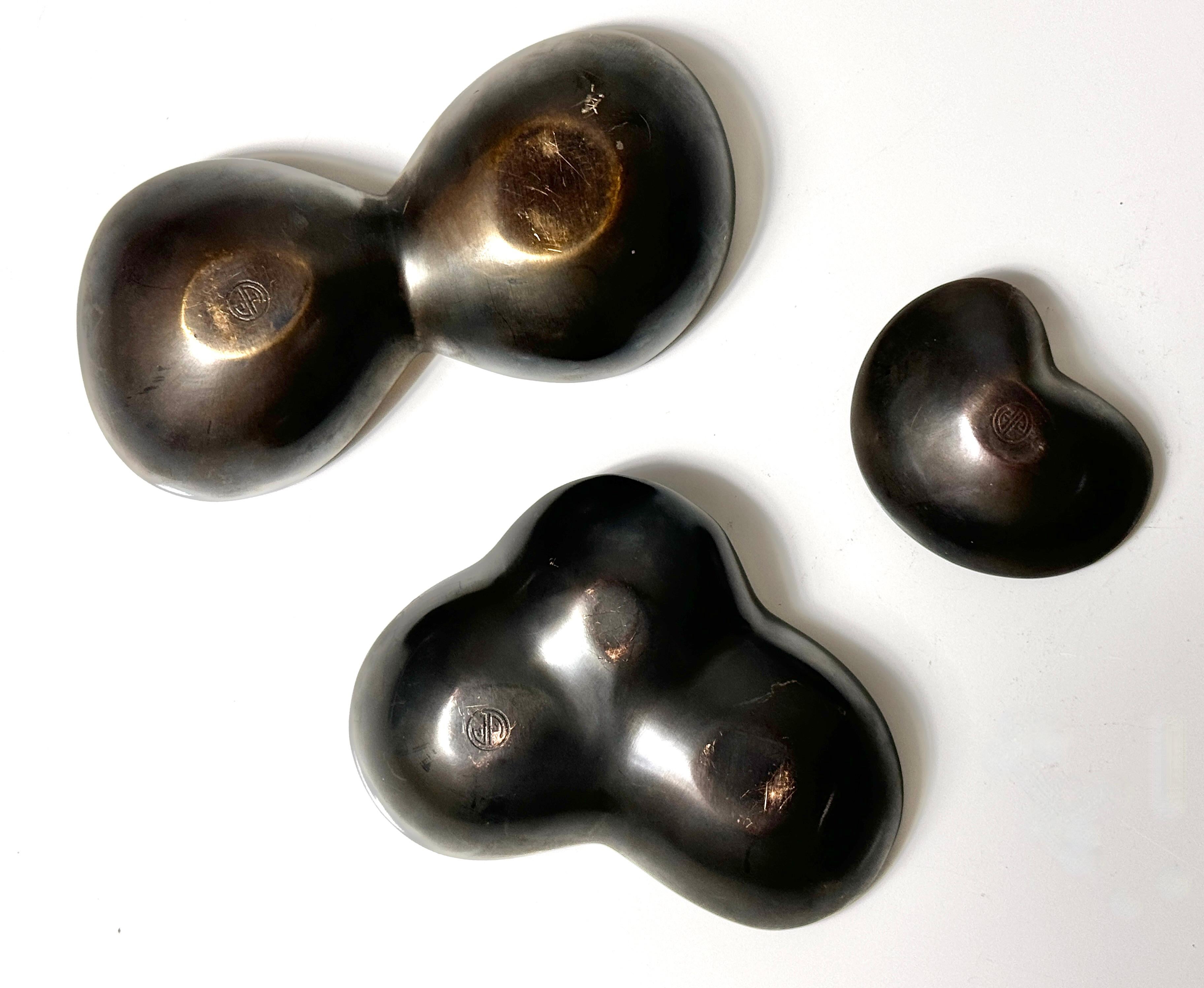 Set of 3 Bronze & Gold Biomorphic Decorative Bowl Sculptures by Jonathan Adler For Sale 5