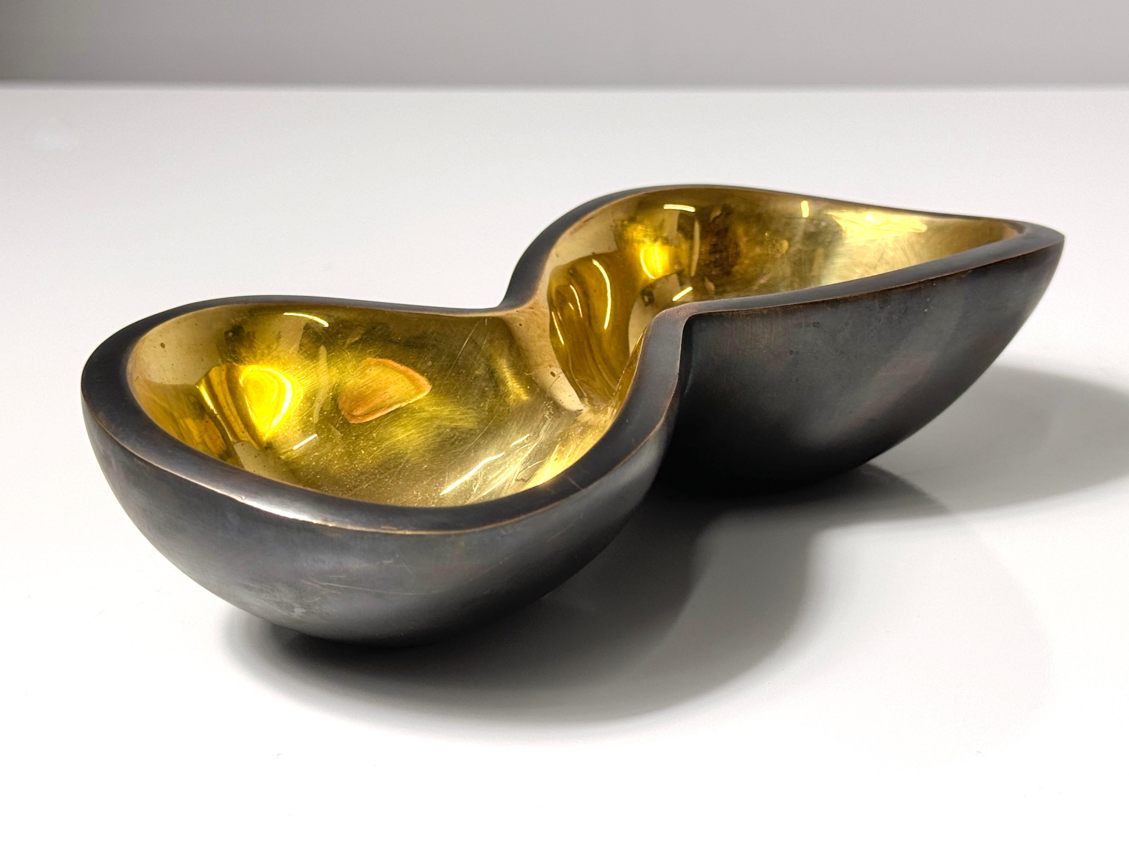 Gilt Set of 3 Bronze & Gold Biomorphic Decorative Bowl Sculptures by Jonathan Adler For Sale