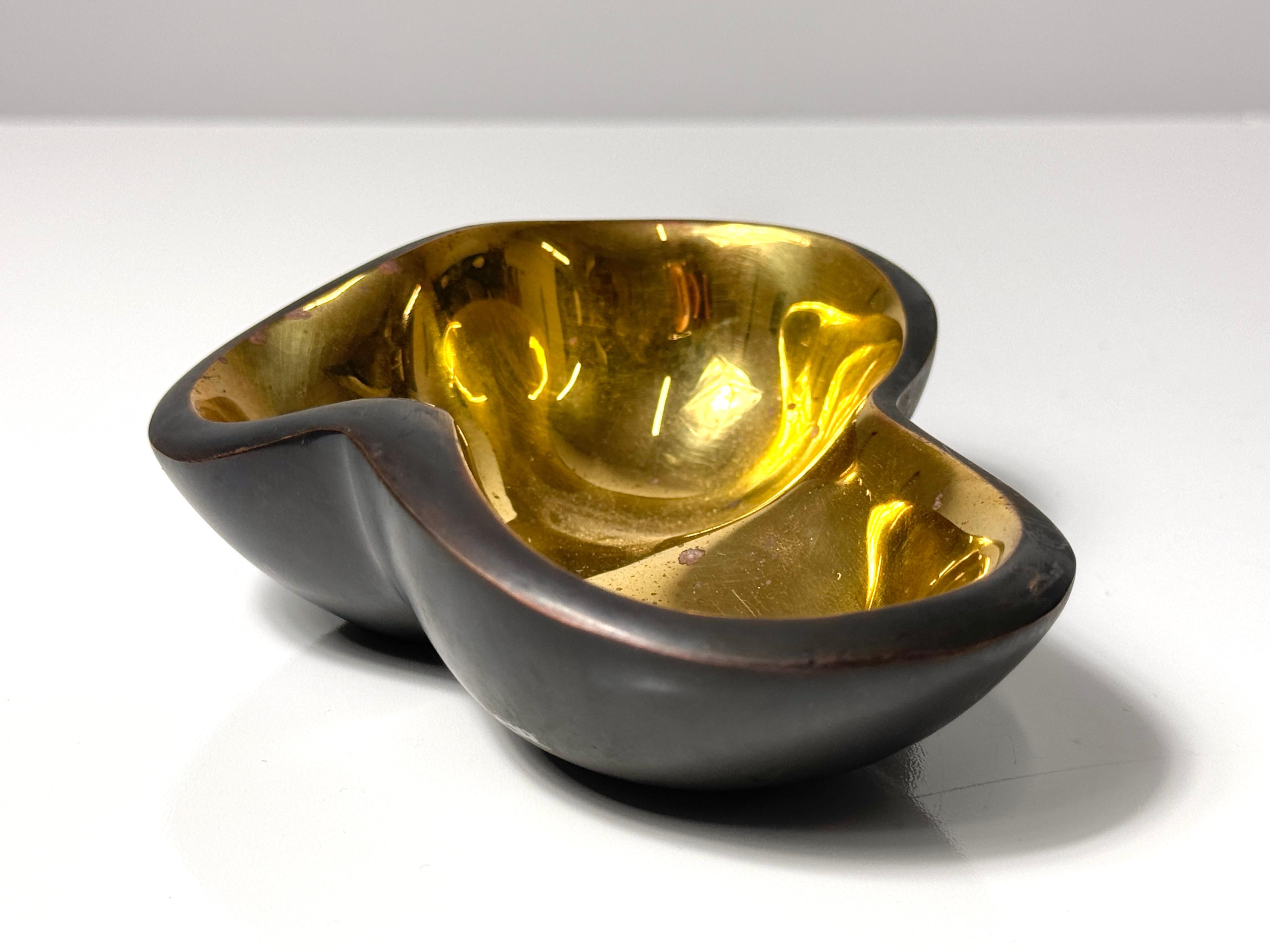 Set of 3 Bronze & Gold Biomorphic Decorative Bowl Sculptures by Jonathan Adler In Good Condition For Sale In Troy, MI