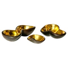 Set of 3 Bronze & Gold Biomorphic Decorative Bowl Sculptures by Jonathan Adler