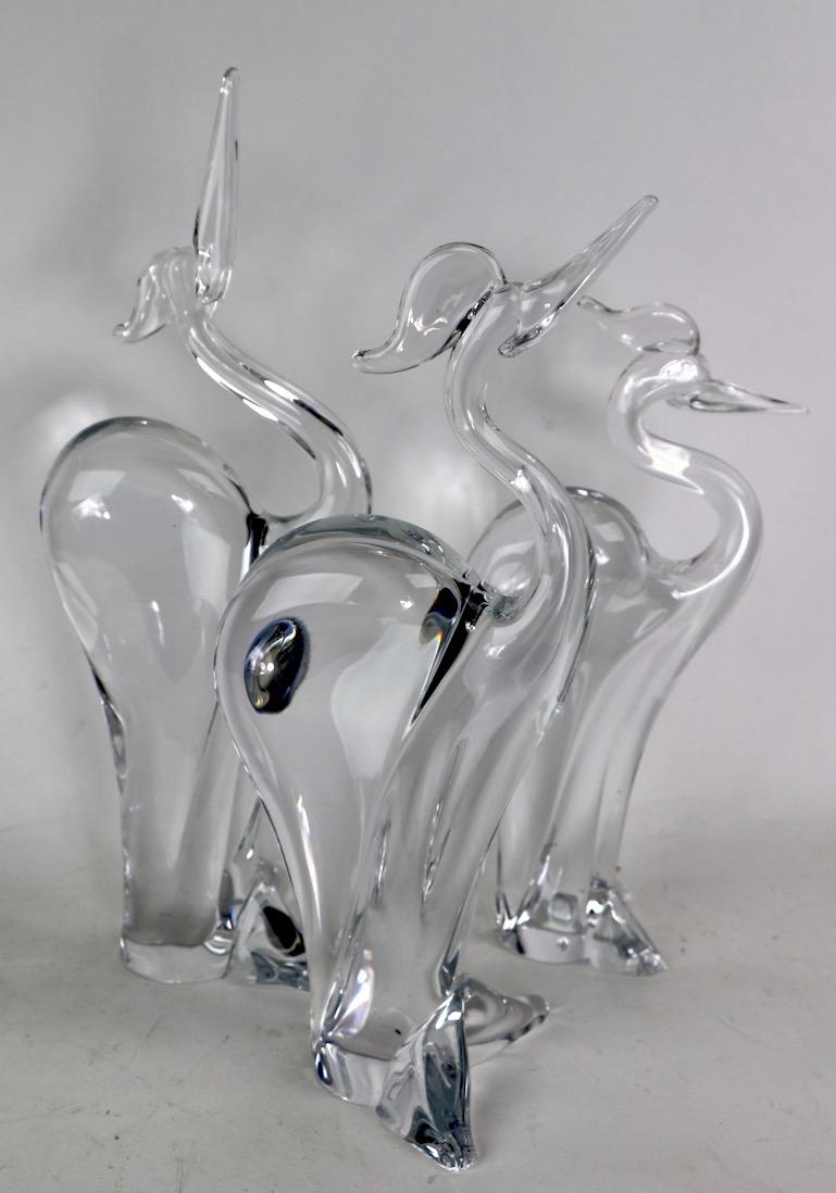 Groupe de 3 oiseaux en verre de cristal Marcolin fabriqués en Suède en vente 4